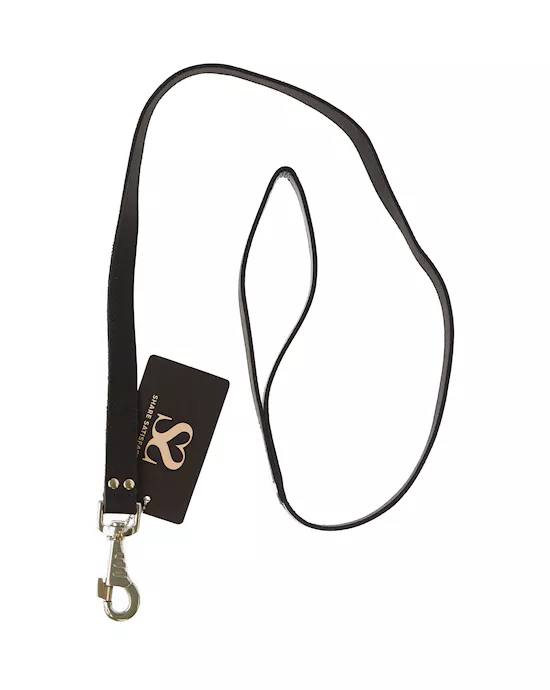 BlackNubuckLeatherLeashWithbrassStud100cm