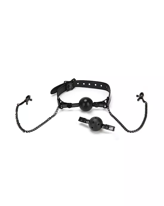 Diamond Collection Ball Gag and Nipple Clips