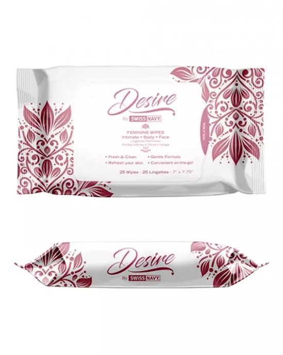 Swiss Navy Desire Unscented Feminine Wipes - Display Box