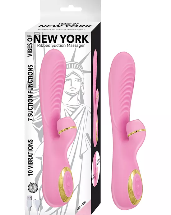 VIBES OF NEW YORK RIBBED SUCTION MASSAGER - 9.2 Inch