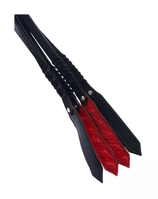 Bound X Spiked Leather Flogger with Braid Detail