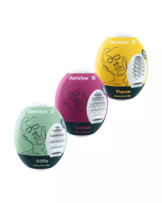 Satisfyer Masturbator Eggs - Set Of 3 - Riffle, Bubble, Fierce