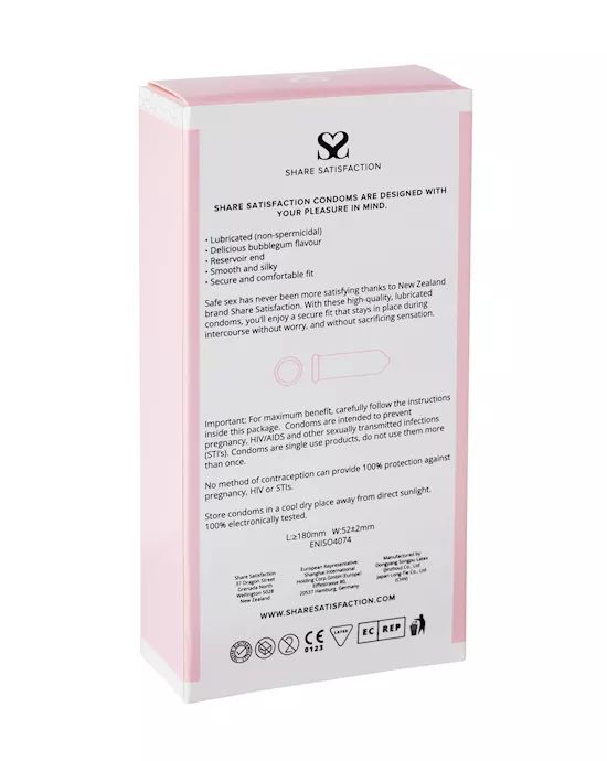 Share Satisfaction Bubblegum Flavoured Condom - 12 Pack