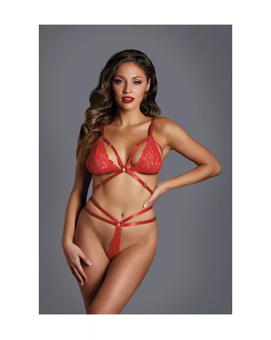 TheFlameStrappyLaceBraThongSet