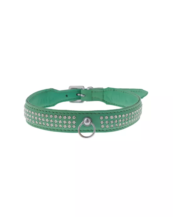 Bound X Green Collar With Silver Rhinestones