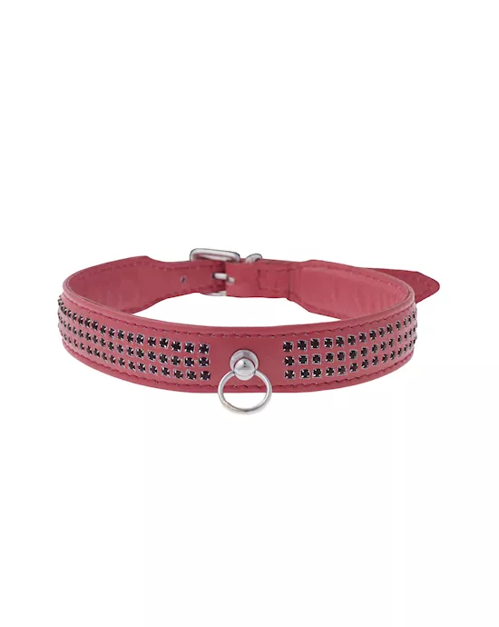 Bound X Pink Collar With Black Rhinestones