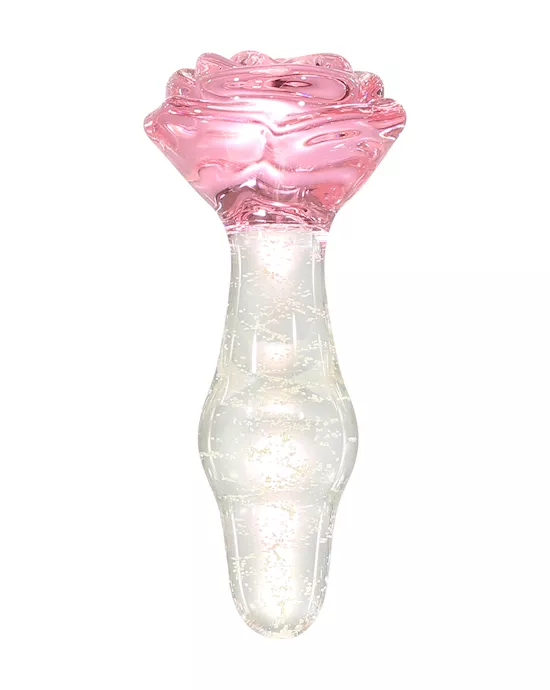 Lucent Glow In The Dark Bulging Rose Glass Butt Plug