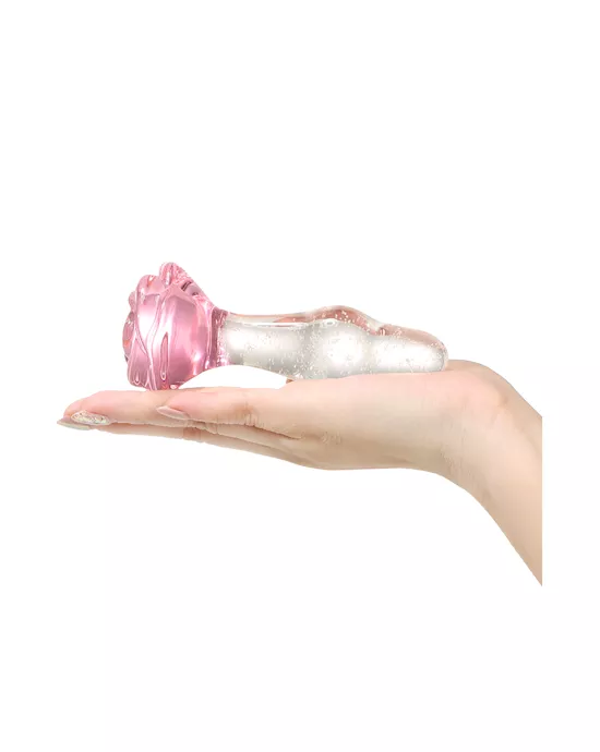 Lucent Glow In The Dark Bulging Rose Glass Butt Plug
