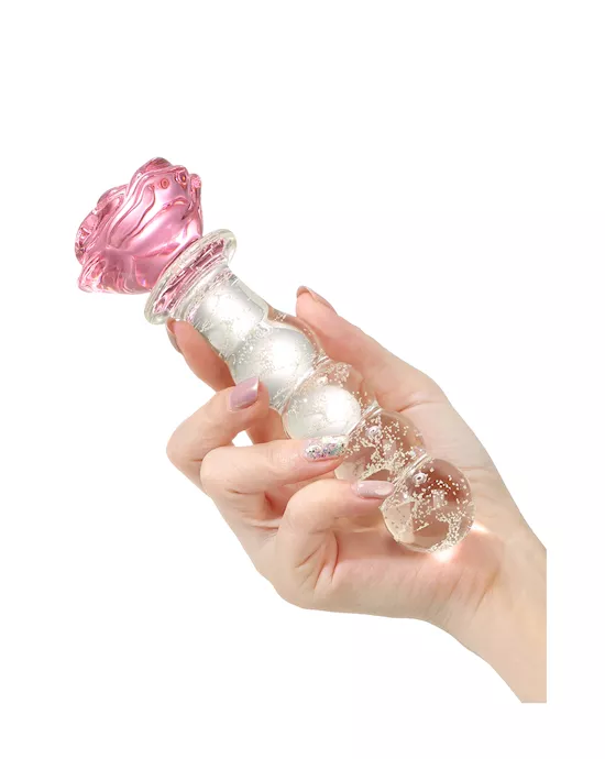 Lucent Glow In The Dark Beaded Rose Glass Massager