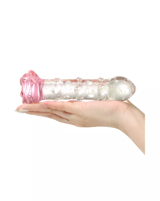 Lucent Glow In The Dark Spotted Rose Glass Massager