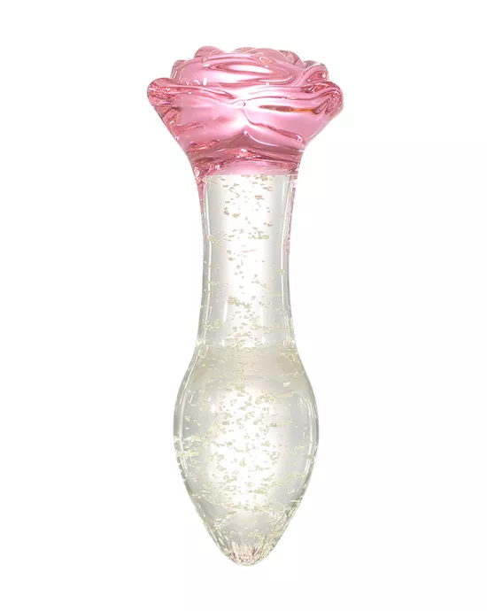 Lucent Glow In The Dark Rose Glass Butt Plug