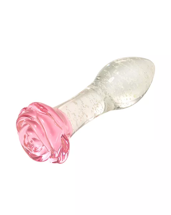 Lucent Glow In The Dark Rose Glass Butt Plug