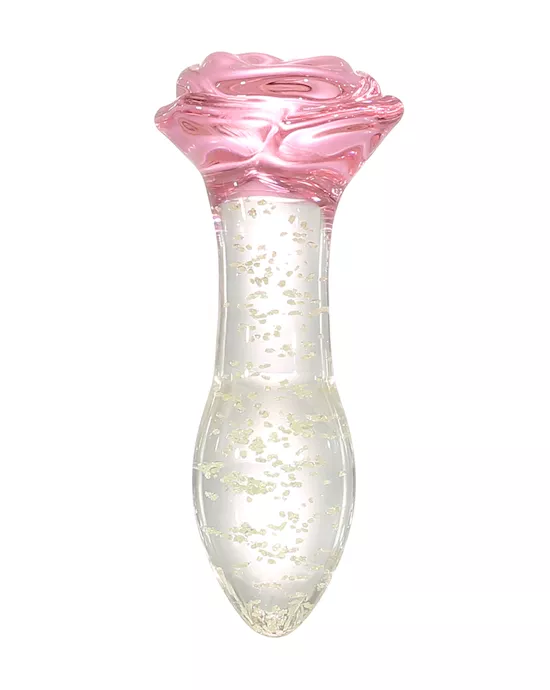 Lucent Glow In The Dark Rose Glass Butt Plug