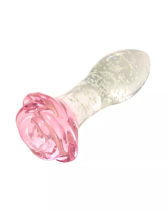 Lucent Glow In The Dark Rose Glass Butt Plug