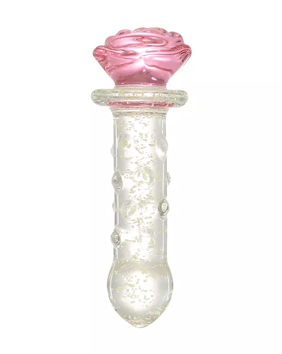 Lucent Glow In The Dark Dotted Rose Glass Massager