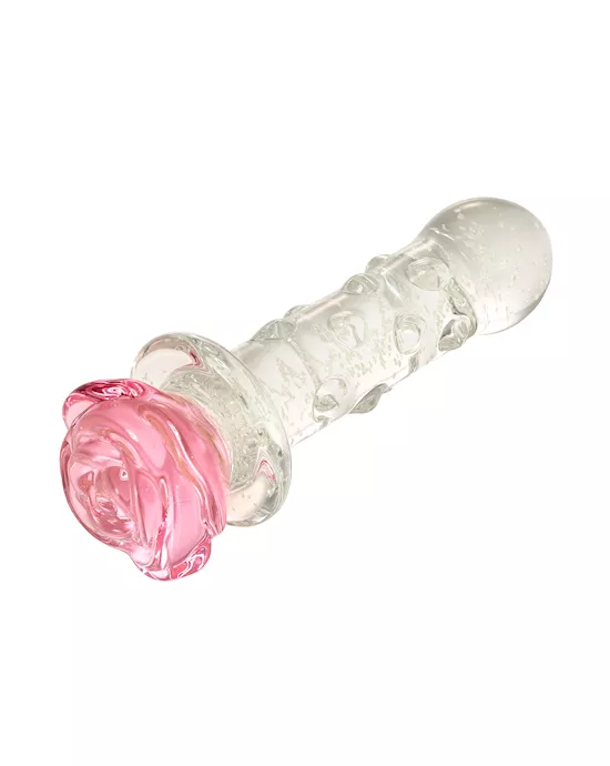 Lucent Glow In The Dark Dotted Rose Glass Massager