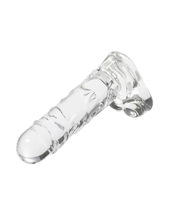 Lucent Scrawling Glass Dildo With Balls