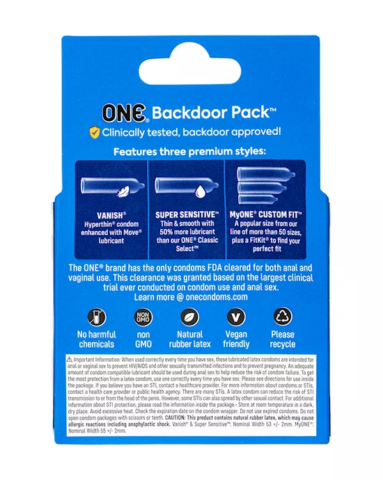 ONE Backdoor Condoms 3pk